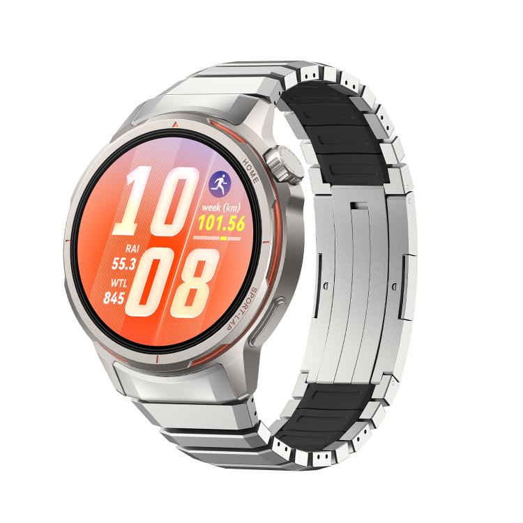 Press Folding Clasp Titanium Hybrid Silicone Watch Band, For Huawei Watch GT Runner 2