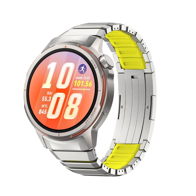 Press Folding Clasp Titanium Hybrid Silicone Watch Band, For Huawei Watch GT Runner 2