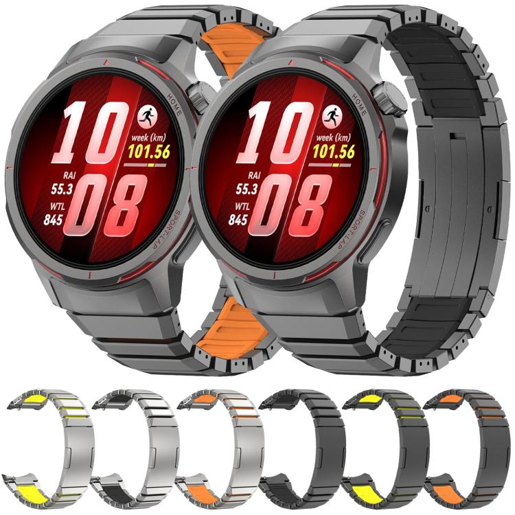 Press Folding Clasp Titanium Hybrid Silicone Watch Band, For Huawei Watch GT Runner 2