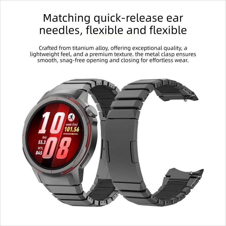 Press Folding Clasp Titanium Hybrid Silicone Watch Band, For Huawei Watch GT Runner 2