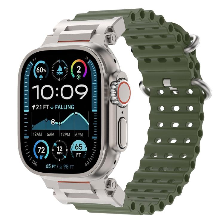 Pioneer Ocean Mecha Metal Connector Silicone Watch Band, For Apple Watch 46mm / 49mm / 45mm / 44mm
