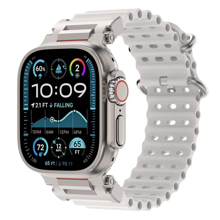 Pioneer Ocean Mecha Metal Connector Silicone Watch Band, For Apple Watch 46mm / 49mm / 45mm / 44mm