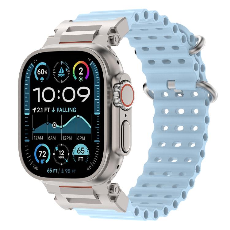 Pioneer Ocean Mecha Metal Connector Silicone Watch Band, For Apple Watch 46mm / 49mm / 45mm / 44mm