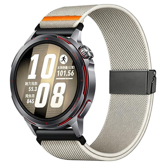 Stretch Nylon Titanium Gray Fly Horse Buckle Watch Band, 18mm, 20mm, 22mm