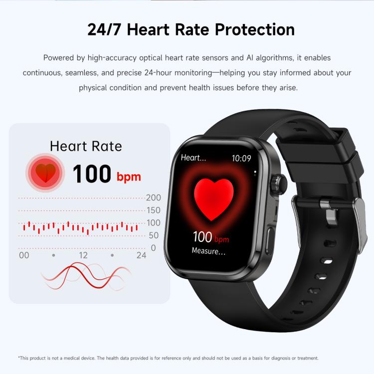 G47 1.83 inch HD Color Screen BT Calling Smart Watch Silicone Strap, Support Health Monitoring / HRV Function