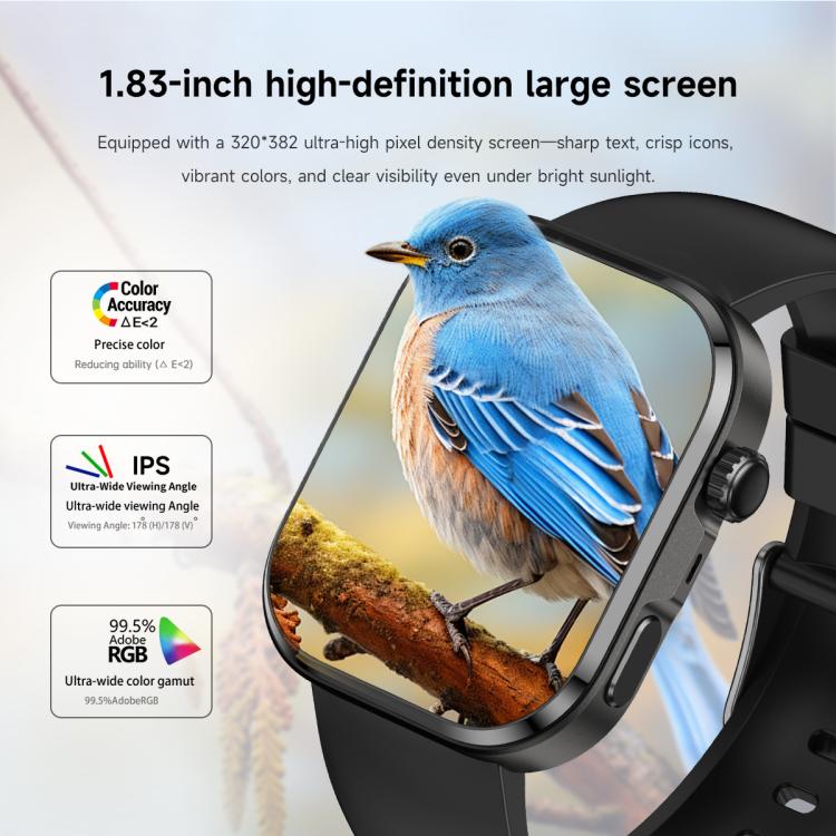 G47 1.83 inch HD Color Screen BT Calling Smart Watch Milan Steel Strap, Support Health Monitoring / HRV Function