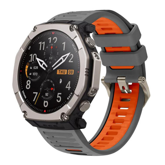 Quick Release Connector Wavy Two Color Silicone Watch Band, For Amazfit T-Rex Ultra 2