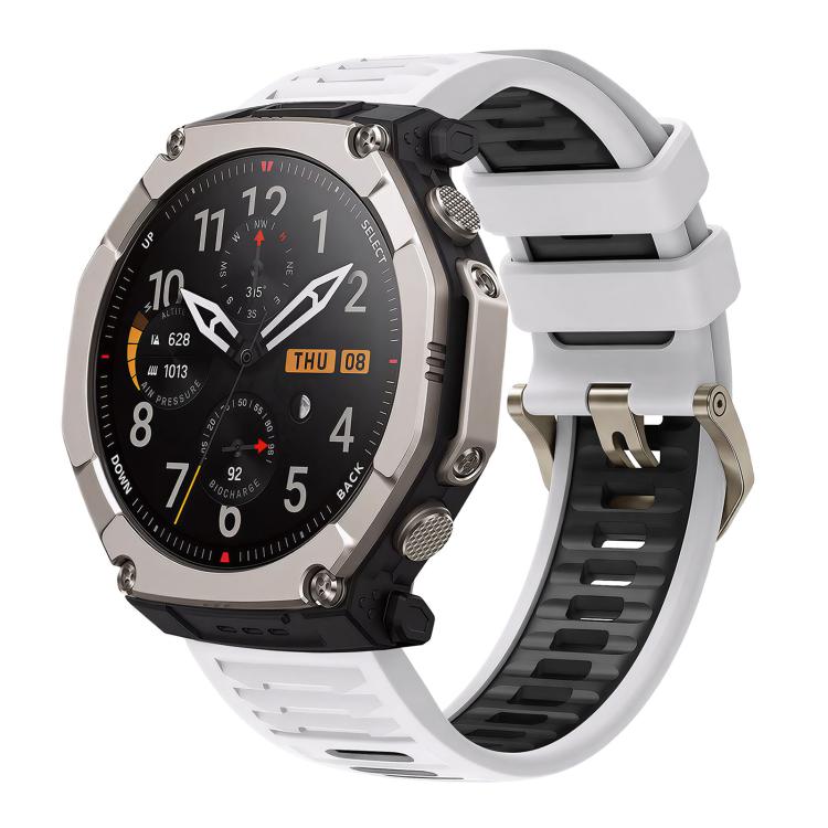 Quick Release Connector Wavy Two Color Silicone Watch Band, For Amazfit T-Rex Ultra 2