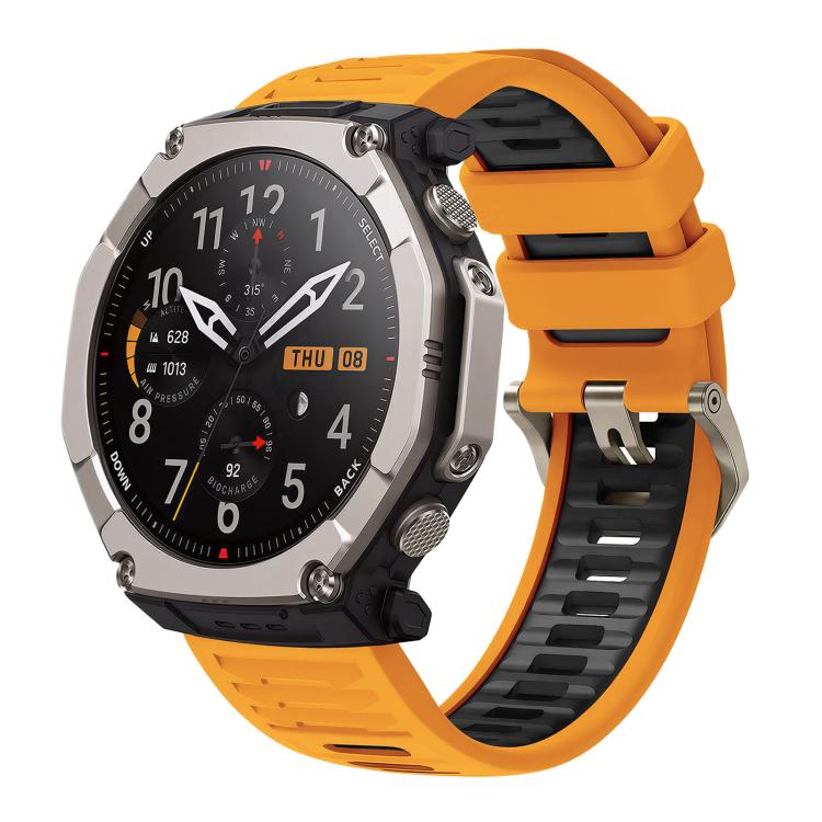 Quick Release Connector Wavy Two Color Silicone Watch Band, For Amazfit T-Rex Ultra 2