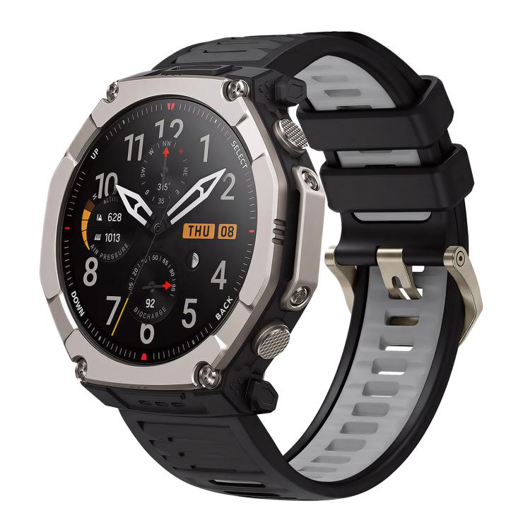 Quick Release Connector Wavy Two Color Silicone Watch Band, For Amazfit T-Rex Ultra 2
