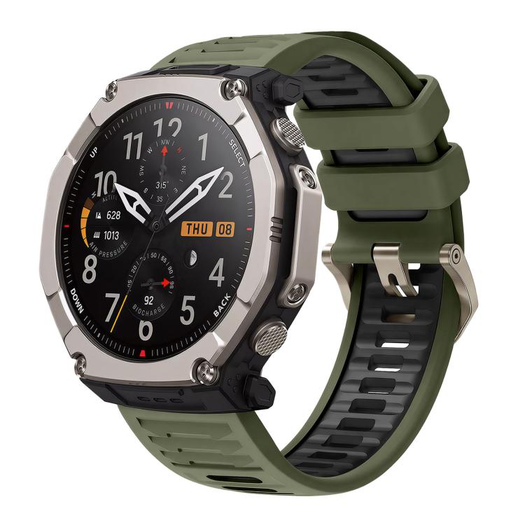 Quick Release Connector Wavy Two Color Silicone Watch Band, For Amazfit T-Rex Ultra 2