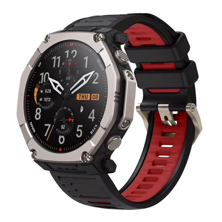 Quick Release Connector Wavy Two Color Silicone Watch Band, For Amazfit T-Rex Ultra 2