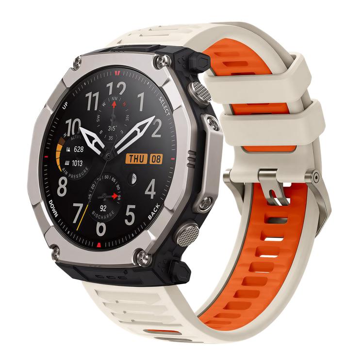 Quick Release Connector Wavy Two Color Silicone Watch Band, For Amazfit T-Rex Ultra 2