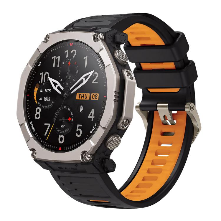 Quick Release Connector Wavy Two Color Silicone Watch Band, For Amazfit T-Rex Ultra 2