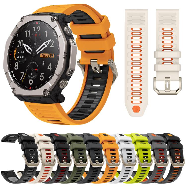 Quick Release Connector Wavy Two Color Silicone Watch Band, For Amazfit T-Rex Ultra 2