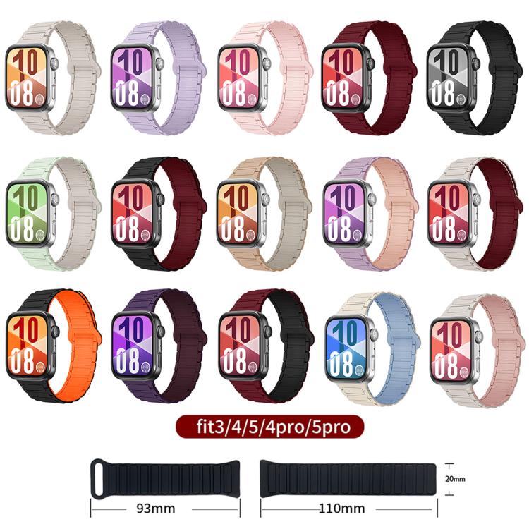 Three Beads Reverse Buckle Magnetic Silicone Watch Band, For Huawei Watch Fit 5 / Fit 5 Pro / Fit 4