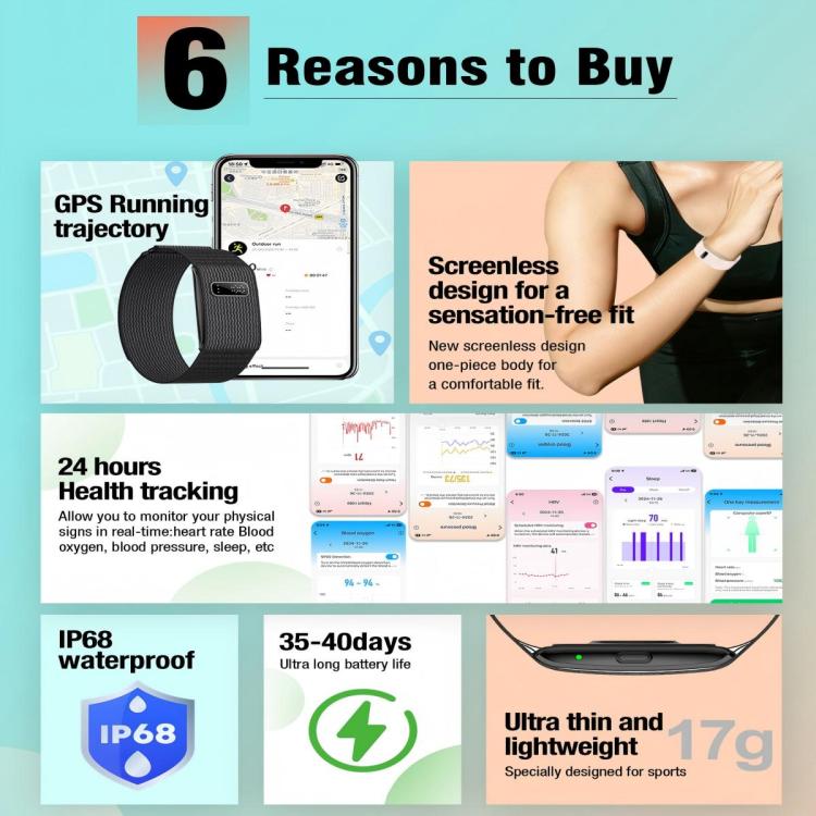 H59max+ Screenless BT Smart Bracelet Nylon Strap, Support Incoming Call Reminder / AI Health Report