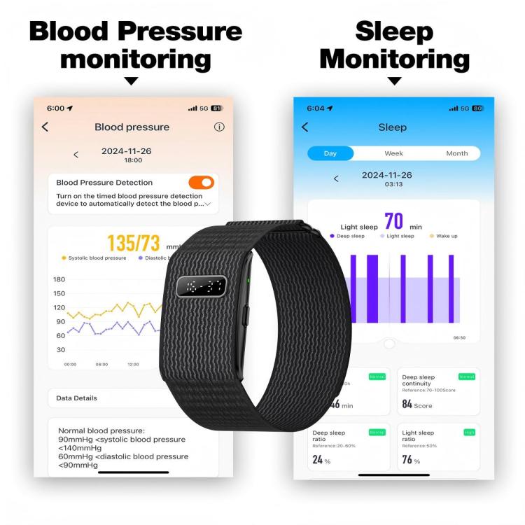 H59max+ Screenless BT Smart Bracelet Nylon Strap, Support Incoming Call Reminder / AI Health Report