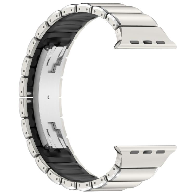 Folding Buckle One Bead Silicone Titanium Alloy Watch Band, For Apple Watch 46mm / 49mm / 45mm / 44mm, For Apple Watch 42mm / 41mm / 40mm / 38mm