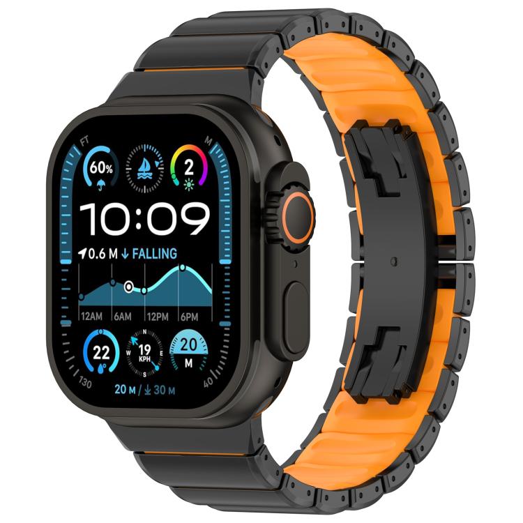 Folding Buckle One Bead Silicone Titanium Alloy Watch Band, For Apple Watch 46mm / 49mm / 45mm / 44mm, For Apple Watch 42mm / 41mm / 40mm / 38mm