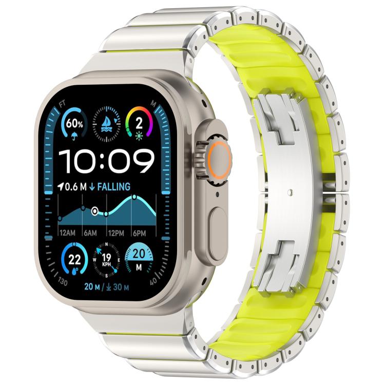 Folding Buckle One Bead Silicone Titanium Alloy Watch Band, For Apple Watch 46mm / 49mm / 45mm / 44mm, For Apple Watch 42mm / 41mm / 40mm / 38mm