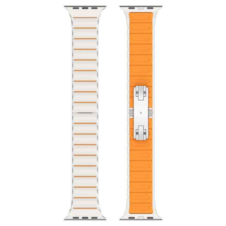 Folding Buckle One Bead Silicone Titanium Alloy Watch Band, For Apple Watch 46mm / 49mm / 45mm / 44mm, For Apple Watch 42mm / 41mm / 40mm / 38mm