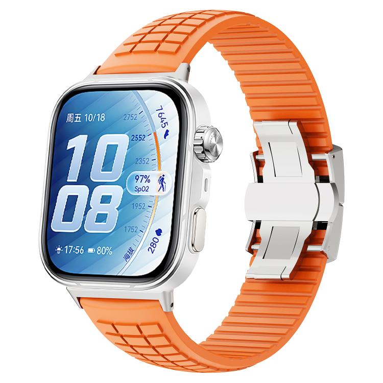 Knurled Texture Folding Buckle Silicone Watch Band, For Huawei Watch Fit 5 / Fit 5 Pro / Fit 4