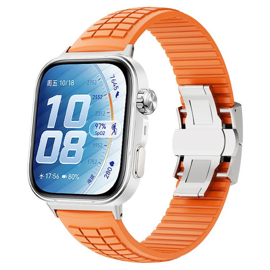 Knurled Texture Folding Buckle Silicone Watch Band, For Huawei Watch Fit 5 / Fit 5 Pro / Fit 4