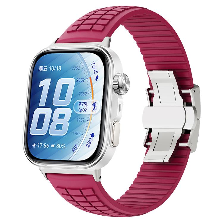 Knurled Texture Folding Buckle Silicone Watch Band, For Huawei Watch Fit 5 / Fit 5 Pro / Fit 4
