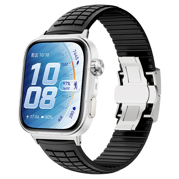 Knurled Texture Folding Buckle Silicone Watch Band, For Huawei Watch Fit 5 / Fit 5 Pro / Fit 4