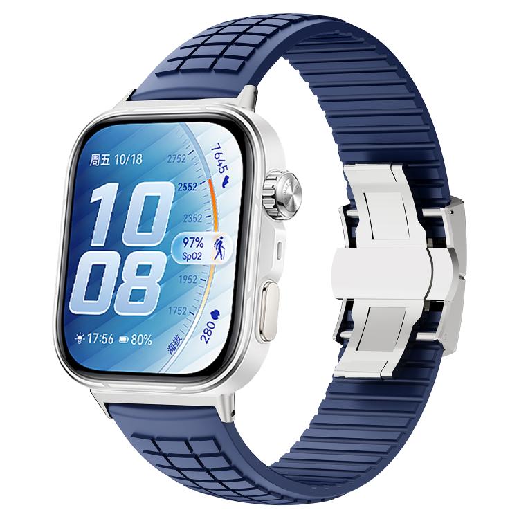 Knurled Texture Folding Buckle Silicone Watch Band, For Huawei Watch Fit 5 / Fit 5 Pro / Fit 4