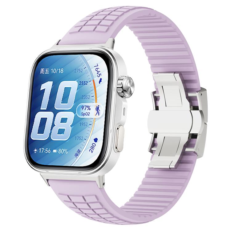 Knurled Texture Folding Buckle Silicone Watch Band, For Huawei Watch Fit 5 / Fit 5 Pro / Fit 4