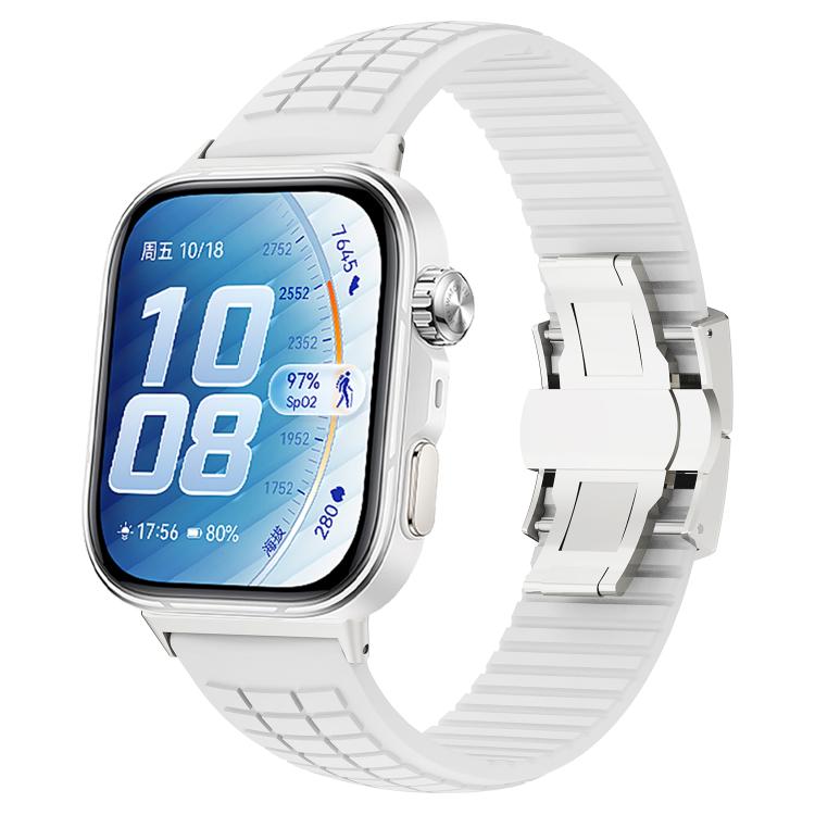 Knurled Texture Folding Buckle Silicone Watch Band, For Huawei Watch Fit 5 / Fit 5 Pro / Fit 4
