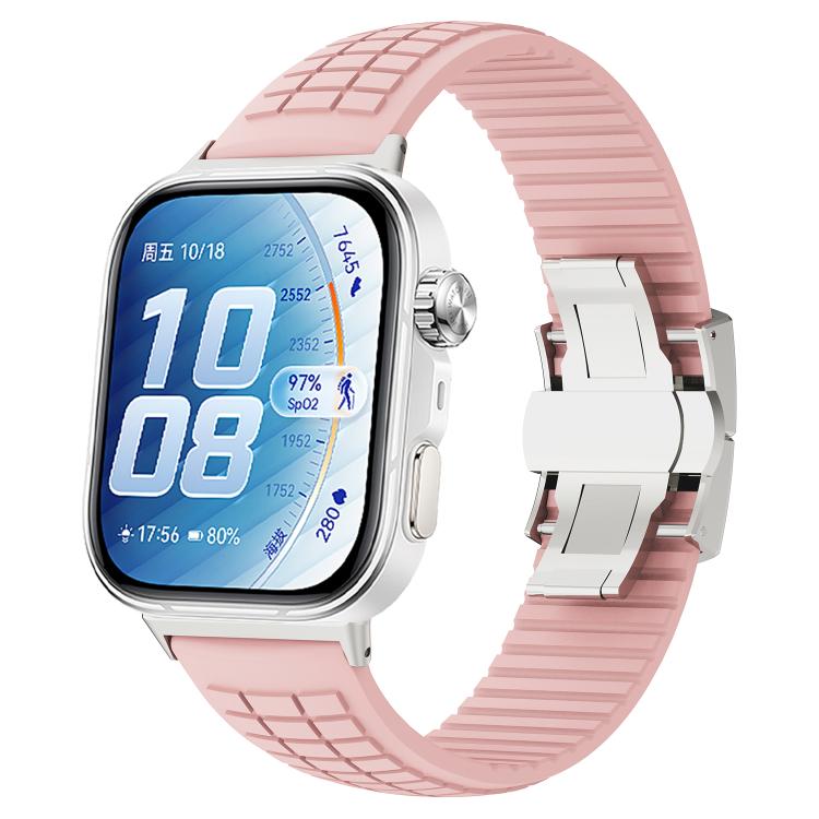 Knurled Texture Folding Buckle Silicone Watch Band, For Huawei Watch Fit 5 / Fit 5 Pro / Fit 4