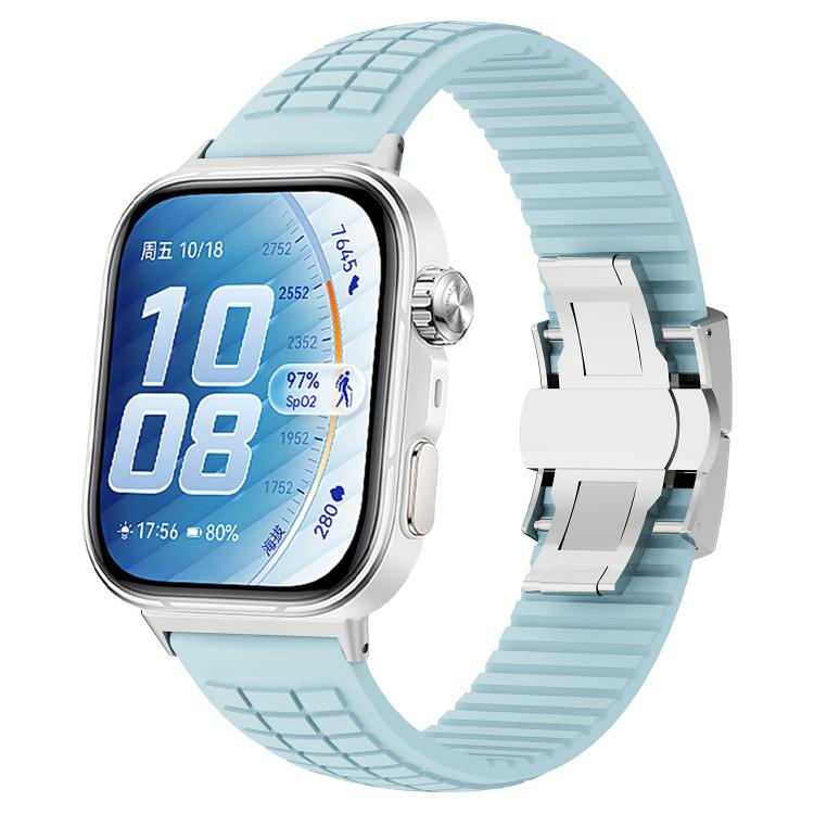 Knurled Texture Folding Buckle Silicone Watch Band, For Huawei Watch Fit 5 / Fit 5 Pro / Fit 4