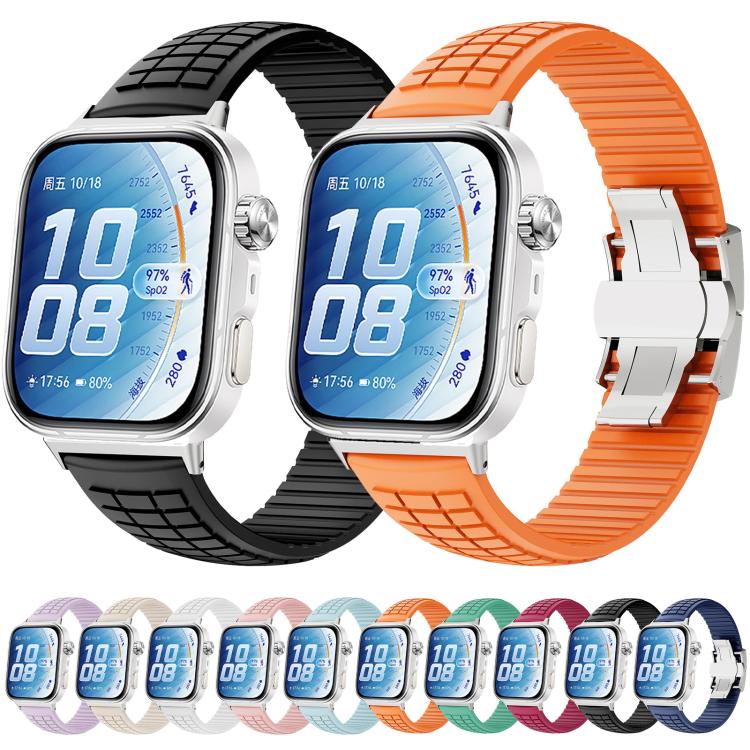 Knurled Texture Folding Buckle Silicone Watch Band, For Huawei Watch Fit 5 / Fit 5 Pro / Fit 4