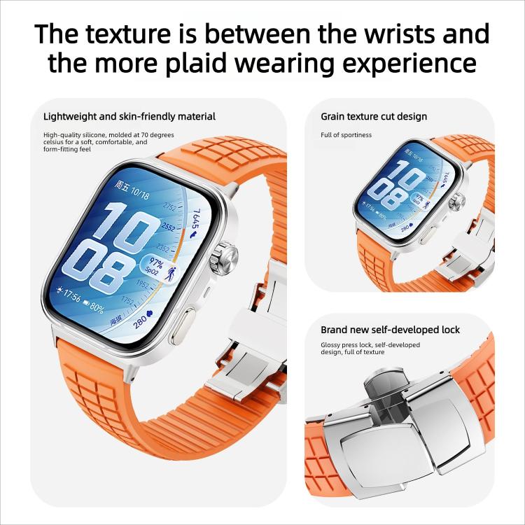 Knurled Texture Folding Buckle Silicone Watch Band, For Huawei Watch Fit 5 / Fit 5 Pro / Fit 4