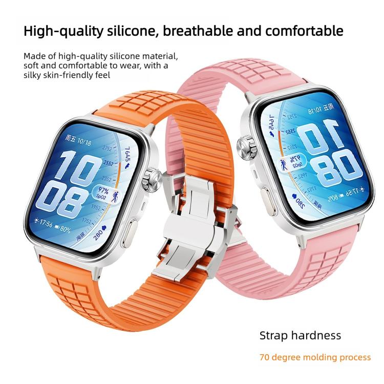 Knurled Texture Folding Buckle Silicone Watch Band, For Huawei Watch Fit 5 / Fit 5 Pro / Fit 4