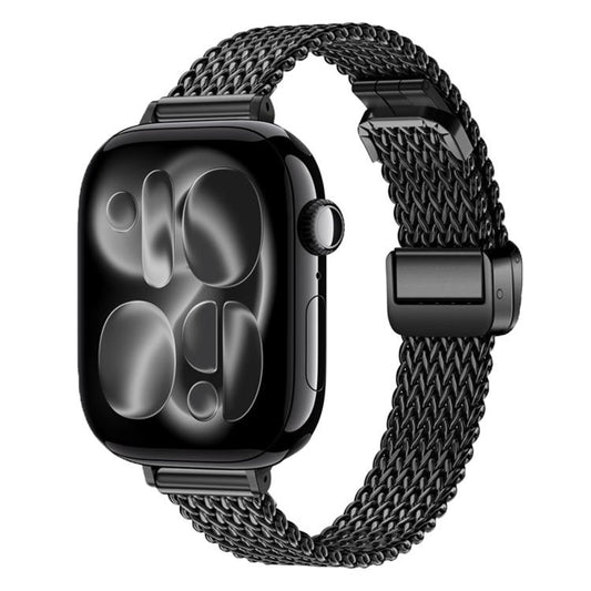 Slim Mesh Fold Magnetic Buckle Stainless Steel Watch Band, For Apple Watch 46mm / 49mm / 45mm / 44mm, For Apple Watch 42mm / 41mm / 40mm / 38mm