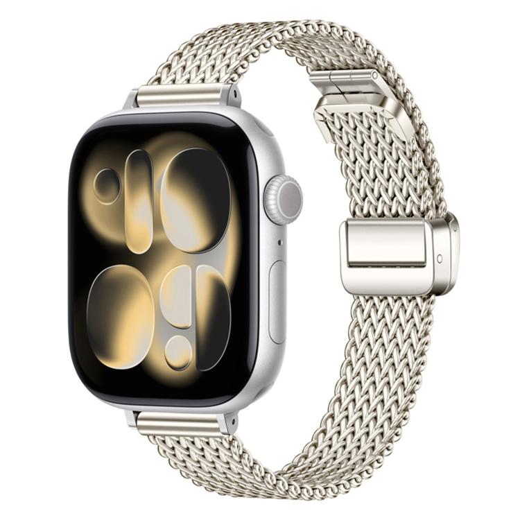 Slim Mesh Fold Magnetic Buckle Stainless Steel Watch Band, For Apple Watch 46mm / 49mm / 45mm / 44mm, For Apple Watch 42mm / 41mm / 40mm / 38mm