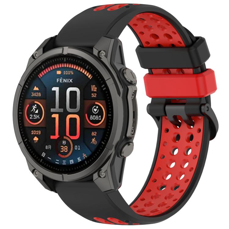 Two Color Dual Pin Buckle Breathable Silicone Watch Band, For Garmin 26mm, For Garmin 22mm