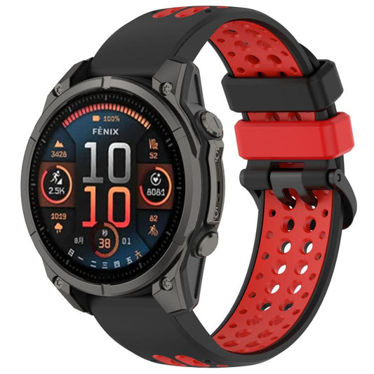 Two Color Dual Pin Buckle Breathable Silicone Watch Band, For Garmin 26mm, For Garmin 22mm
