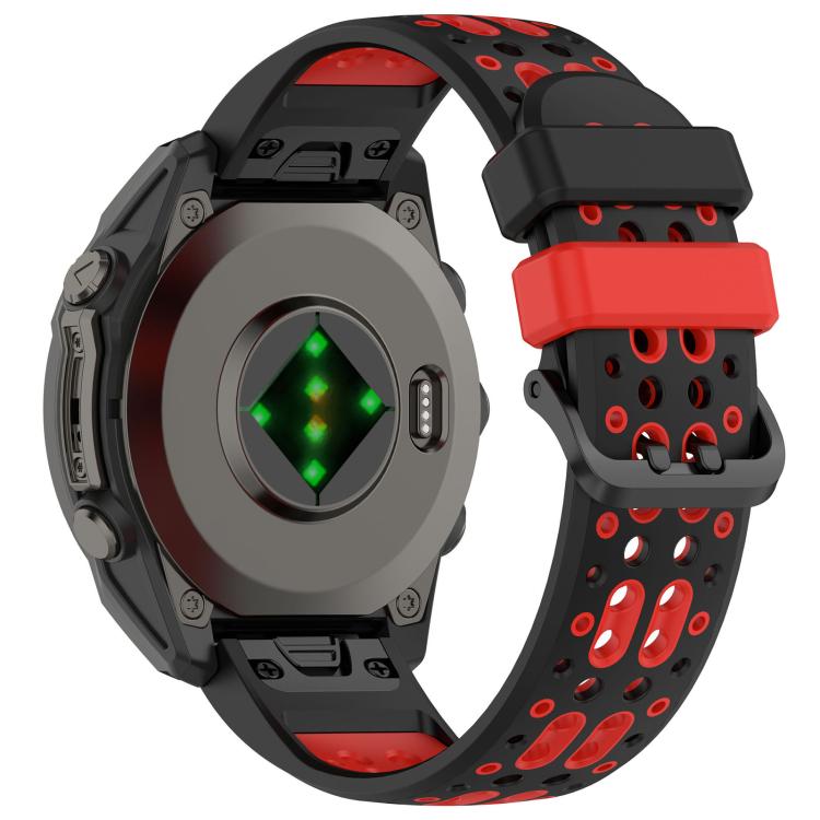 Two Color Dual Pin Buckle Breathable Silicone Watch Band, For Garmin 26mm, For Garmin 22mm