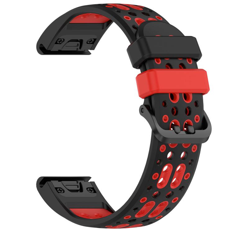 Two Color Dual Pin Buckle Breathable Silicone Watch Band, For Garmin 26mm, For Garmin 22mm