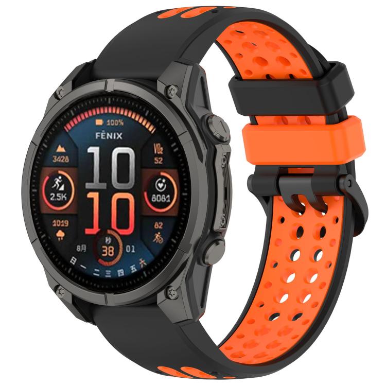 Two Color Dual Pin Buckle Breathable Silicone Watch Band, For Garmin 26mm, For Garmin 22mm