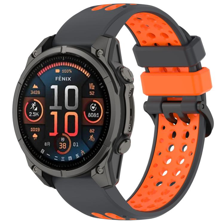 Two Color Dual Pin Buckle Breathable Silicone Watch Band, For Garmin 26mm, For Garmin 22mm