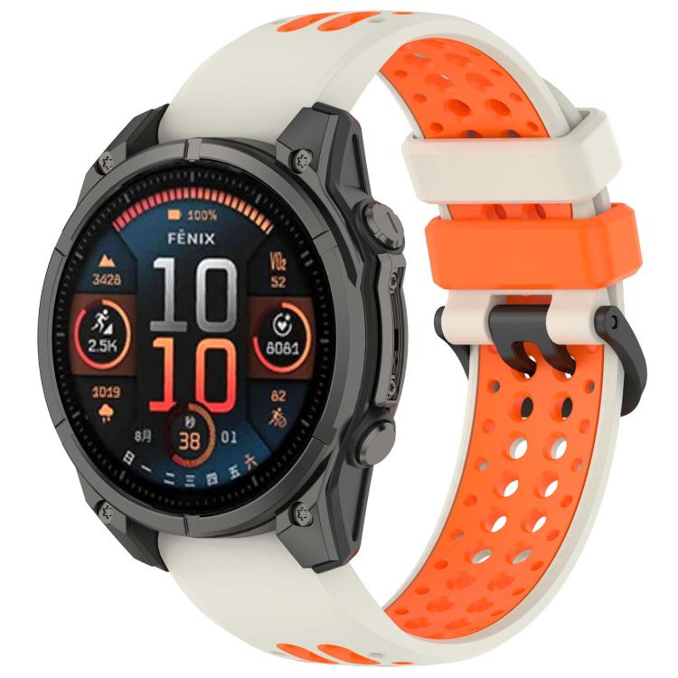 Two Color Dual Pin Buckle Breathable Silicone Watch Band, For Garmin 26mm, For Garmin 22mm