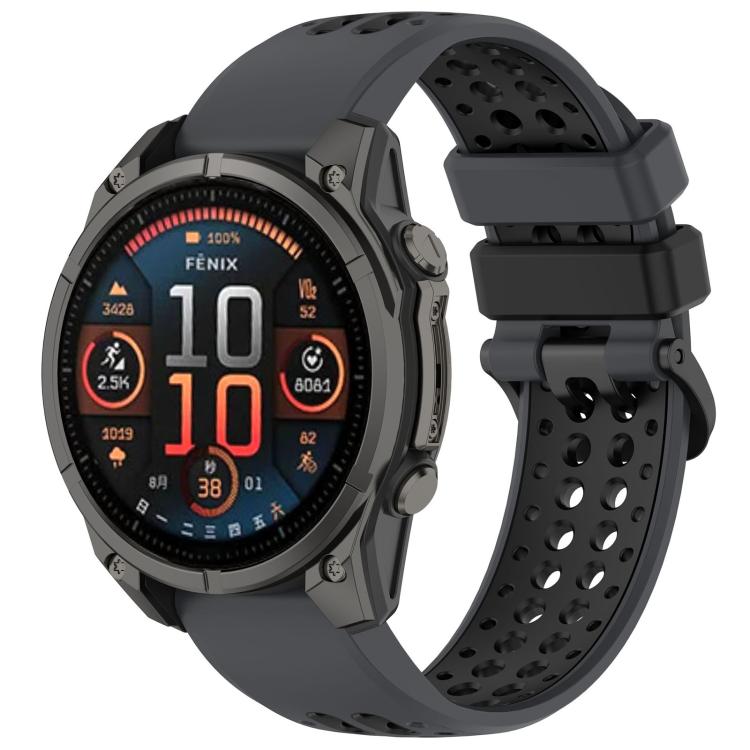 Two Color Dual Pin Buckle Breathable Silicone Watch Band, For Garmin 26mm, For Garmin 22mm