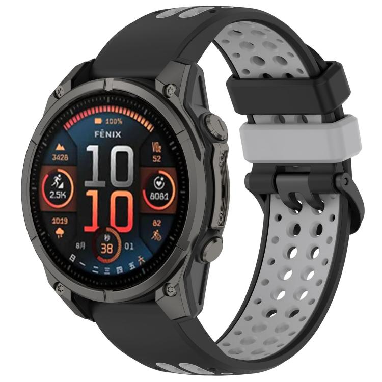Two Color Dual Pin Buckle Breathable Silicone Watch Band, For Garmin 26mm, For Garmin 22mm