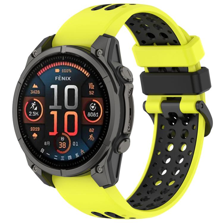Two Color Dual Pin Buckle Breathable Silicone Watch Band, For Garmin 26mm, For Garmin 22mm